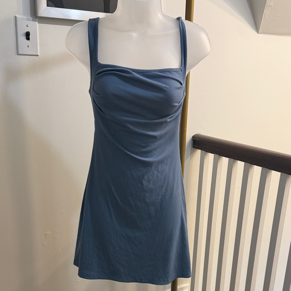 Cider Slate Blue Scoop Neck Mini Dress XS
